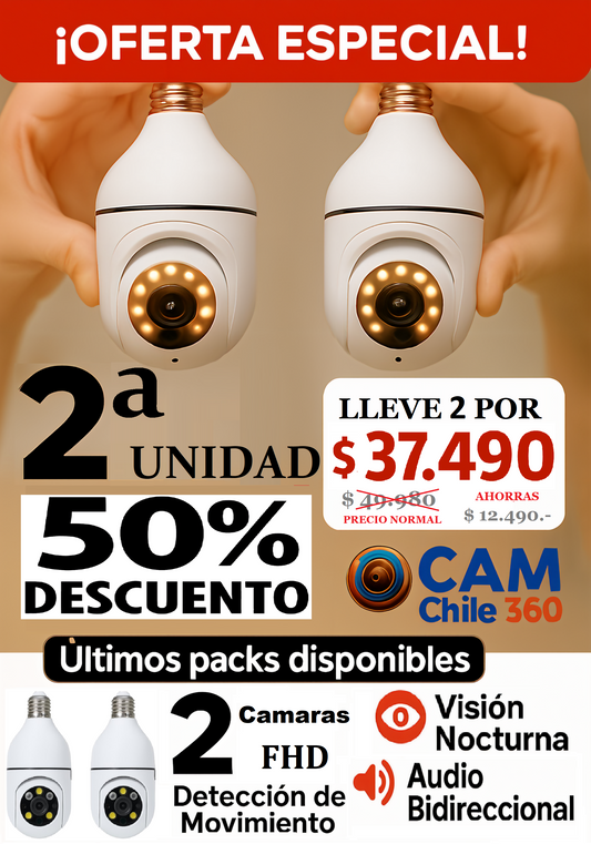 Cámara de seguridad Wifi HD Tipo Ampolleta
