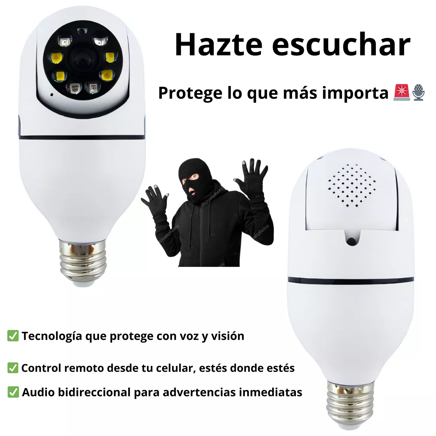 Cámara de seguridad Wifi HD Tipo Ampolleta