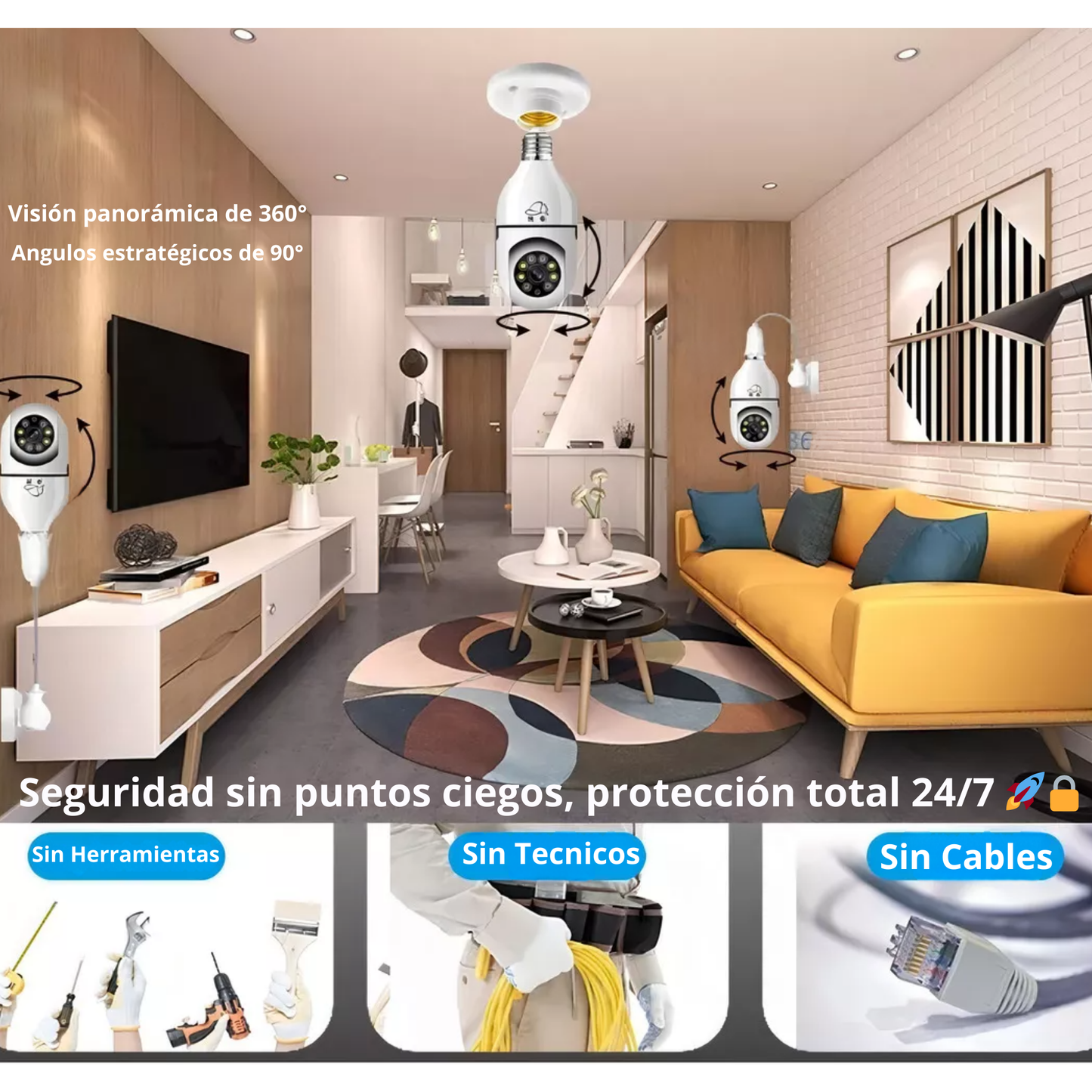 Cámara de seguridad Wifi HD Tipo Ampolleta